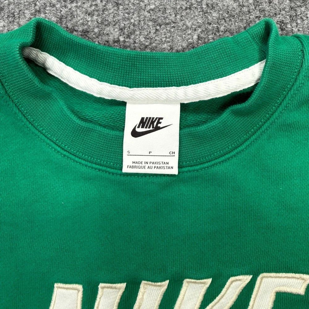 Nike Mens Green Embroidered Logo Crewneck Sweatshirt Swoosh Cotton Size S